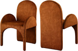 Summer Velvet / Engineered Wood / Steel / Iron / Foam Contemporary Cognac Velvet Dining Arm Chair - 22" W x 22.5" D x 35.5" H