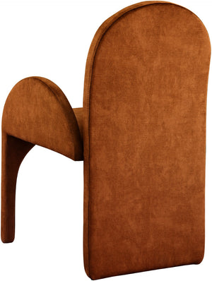 Summer Velvet / Engineered Wood / Steel / Iron / Foam Contemporary Cognac Velvet Dining Arm Chair - 22" W x 22.5" D x 35.5" H