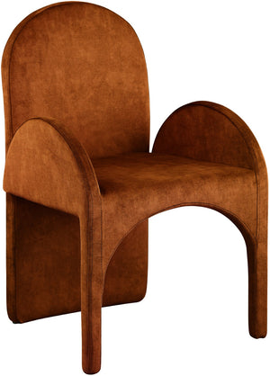 Summer Velvet / Engineered Wood / Steel / Iron / Foam Contemporary Cognac Velvet Dining Arm Chair - 22" W x 22.5" D x 35.5" H