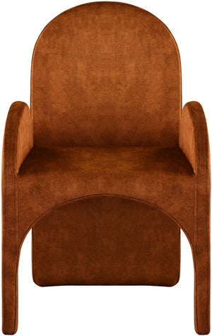 Summer Velvet / Engineered Wood / Steel / Iron / Foam Contemporary Cognac Velvet Dining Arm Chair - 22" W x 22.5" D x 35.5" H