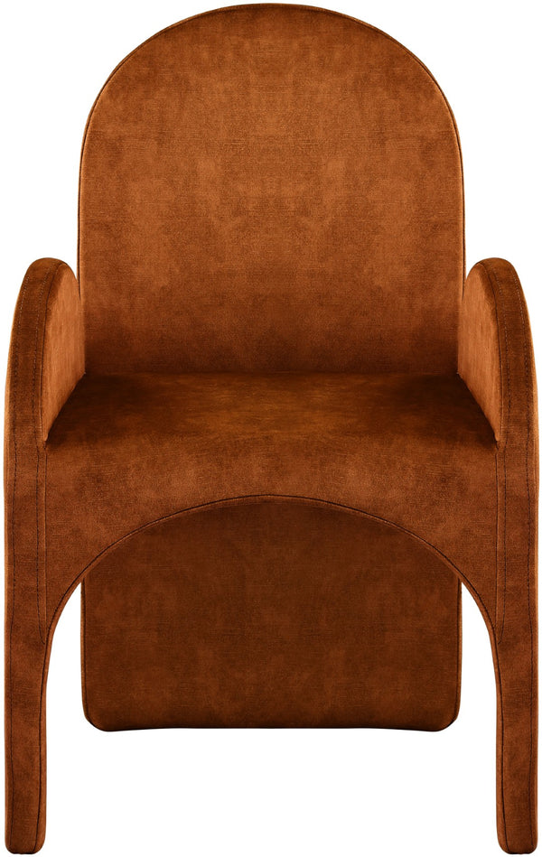 Summer Velvet / Engineered Wood / Steel / Iron / Foam Contemporary Cognac Velvet Dining Arm Chair - 22" W x 22.5" D x 35.5" H