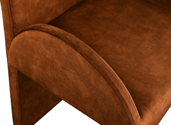 Summer Velvet / Engineered Wood / Steel / Iron / Foam Contemporary Cognac Velvet Dining Arm Chair - 22" W x 22.5" D x 35.5" H