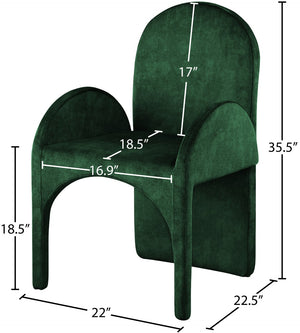 Summer Velvet / Engineered Wood / Steel / Iron / Foam Contemporary Green Velvet Dining Arm Chair - 22" W x 22.5" D x 35.5" H