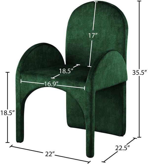 Summer Velvet / Engineered Wood / Steel / Iron / Foam Contemporary Green Velvet Dining Arm Chair - 22" W x 22.5" D x 35.5" H