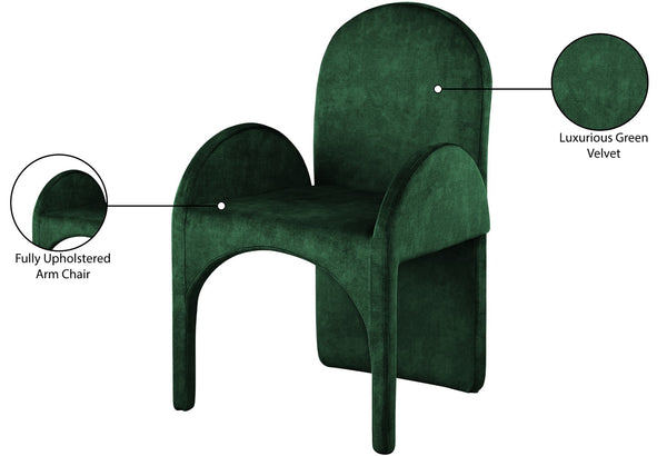 Summer Velvet / Engineered Wood / Steel / Iron / Foam Contemporary Green Velvet Dining Arm Chair - 22" W x 22.5" D x 35.5" H