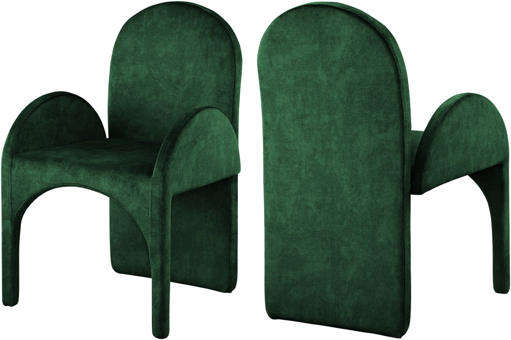 Summer Velvet / Engineered Wood / Steel / Iron / Foam Contemporary Green Velvet Dining Arm Chair - 22" W x 22.5" D x 35.5" H