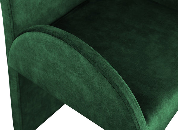 Summer Velvet / Engineered Wood / Steel / Iron / Foam Contemporary Green Velvet Dining Arm Chair - 22" W x 22.5" D x 35.5" H