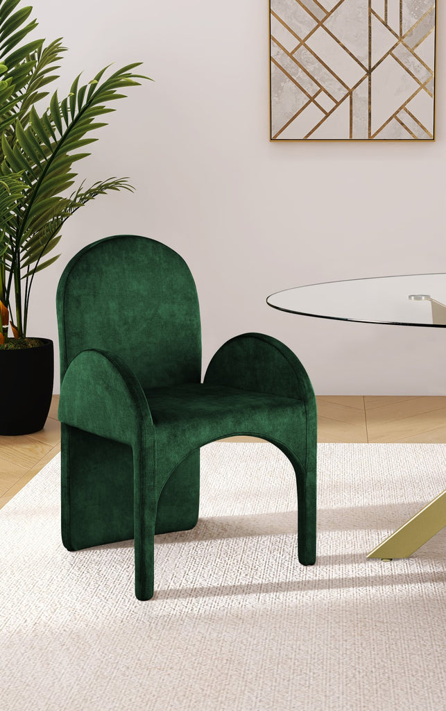 Summer Velvet / Engineered Wood / Steel / Iron / Foam Contemporary Green Velvet Dining Arm Chair - 22" W x 22.5" D x 35.5" H