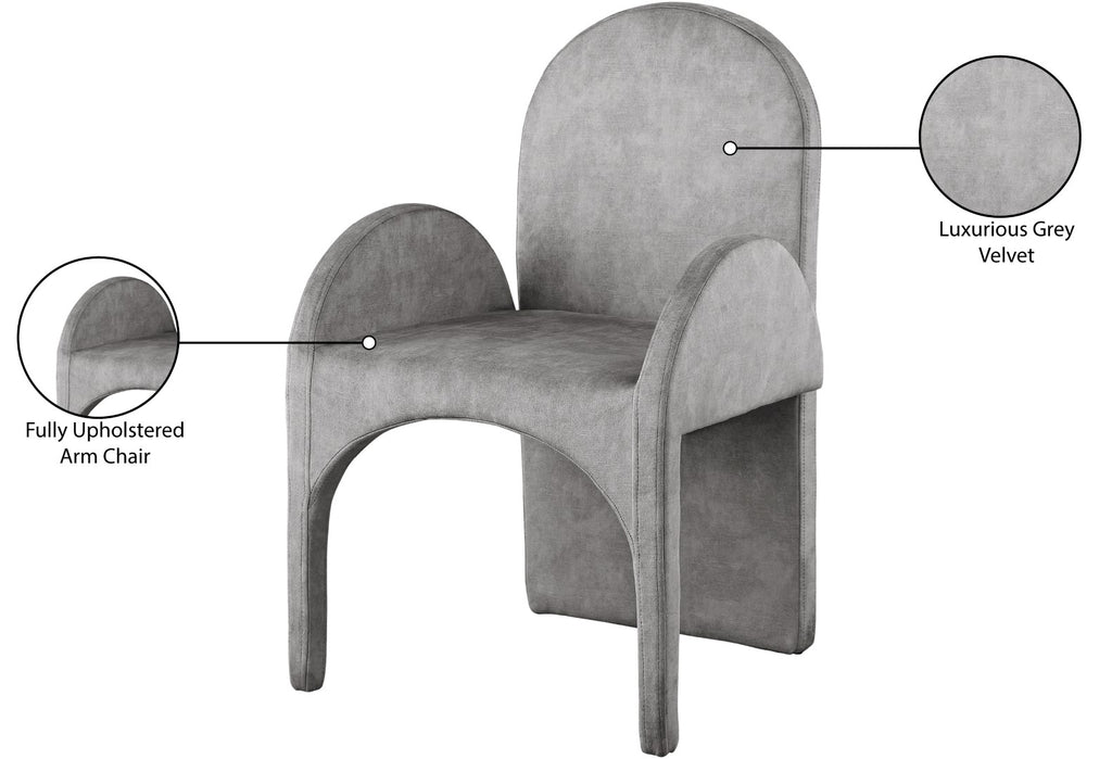 Summer Velvet / Engineered Wood / Steel / Iron / Foam Contemporary Grey Velvet Dining Arm Chair - 22" W x 22.5" D x 35.5" H
