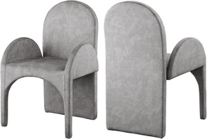 Summer Velvet / Engineered Wood / Steel / Iron / Foam Contemporary Grey Velvet Dining Arm Chair - 22" W x 22.5" D x 35.5" H