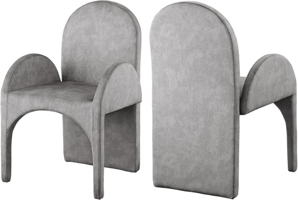 Summer Velvet / Engineered Wood / Steel / Iron / Foam Contemporary Grey Velvet Dining Arm Chair - 22" W x 22.5" D x 35.5" H