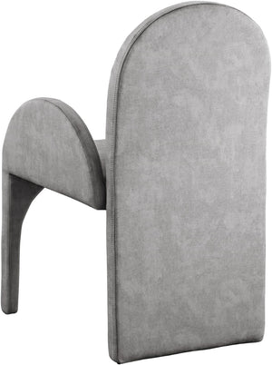 Summer Velvet / Engineered Wood / Steel / Iron / Foam Contemporary Grey Velvet Dining Arm Chair - 22" W x 22.5" D x 35.5" H