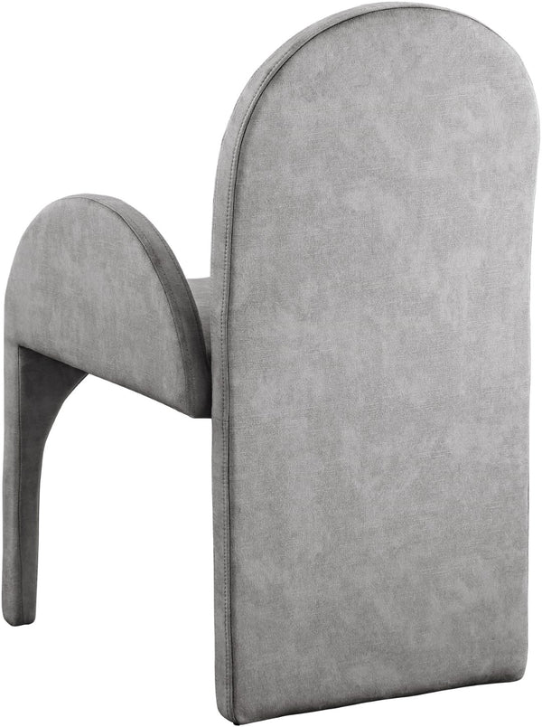 Summer Velvet / Engineered Wood / Steel / Iron / Foam Contemporary Grey Velvet Dining Arm Chair - 22" W x 22.5" D x 35.5" H