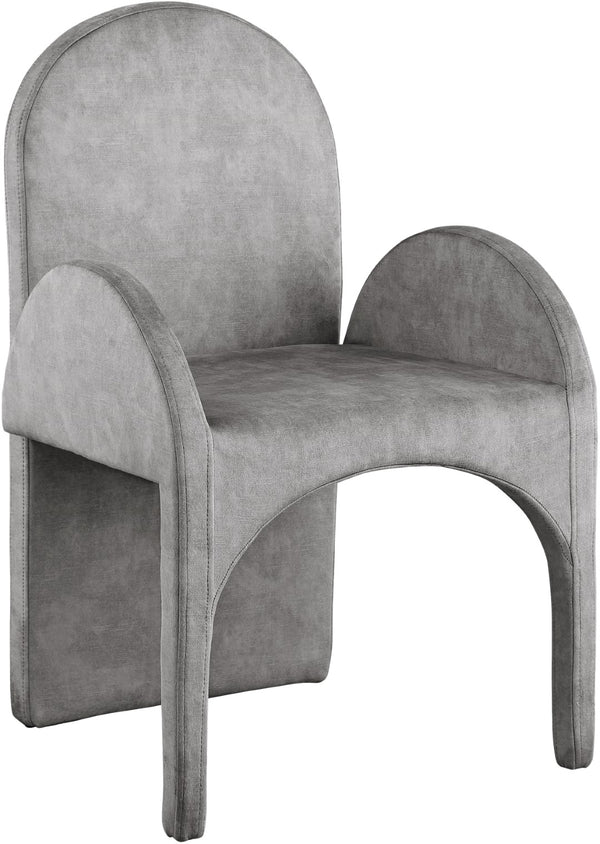Summer Velvet / Engineered Wood / Steel / Iron / Foam Contemporary Grey Velvet Dining Arm Chair - 22" W x 22.5" D x 35.5" H