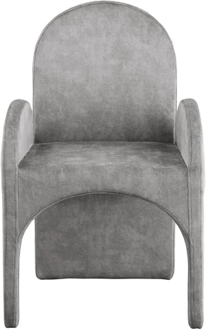 Summer Velvet / Engineered Wood / Steel / Iron / Foam Contemporary Grey Velvet Dining Arm Chair - 22" W x 22.5" D x 35.5" H