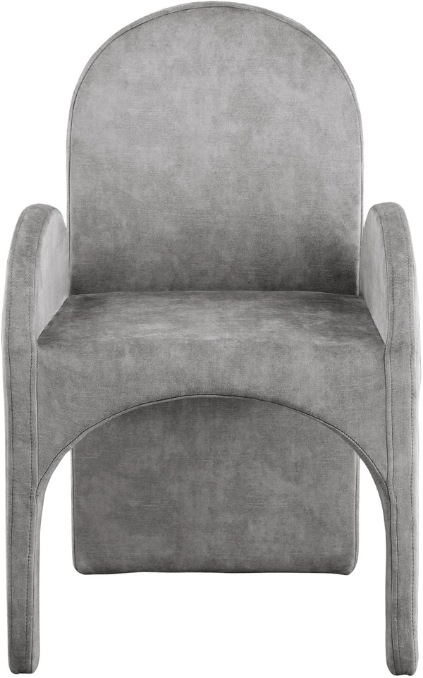 Summer Velvet / Engineered Wood / Steel / Iron / Foam Contemporary Grey Velvet Dining Arm Chair - 22" W x 22.5" D x 35.5" H