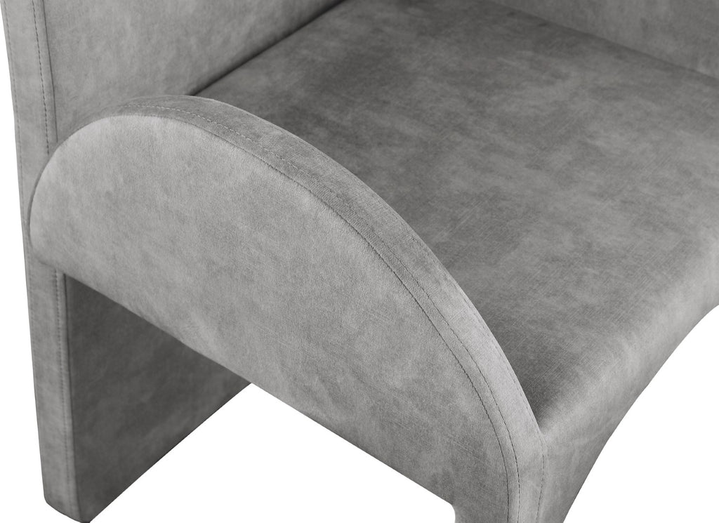 Summer Velvet / Engineered Wood / Steel / Iron / Foam Contemporary Grey Velvet Dining Arm Chair - 22" W x 22.5" D x 35.5" H