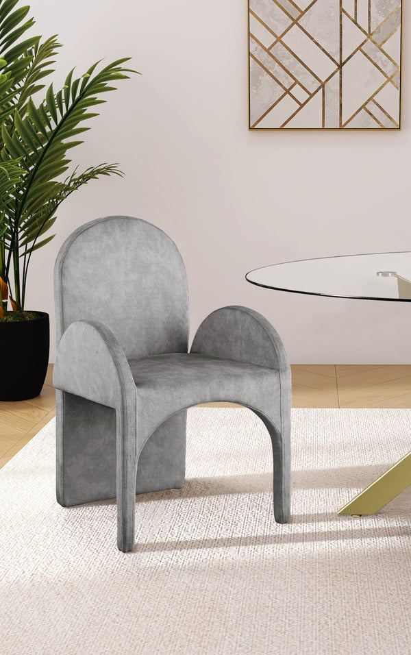 Summer Velvet / Engineered Wood / Steel / Iron / Foam Contemporary Grey Velvet Dining Arm Chair - 22" W x 22.5" D x 35.5" H