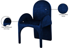 Summer Velvet / Engineered Wood / Steel / Iron / Foam Contemporary Navy Velvet Dining Arm Chair - 22" W x 22.5" D x 35.5" H