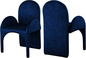 Summer Velvet / Engineered Wood / Steel / Iron / Foam Contemporary Navy Velvet Dining Arm Chair - 22" W x 22.5" D x 35.5" H