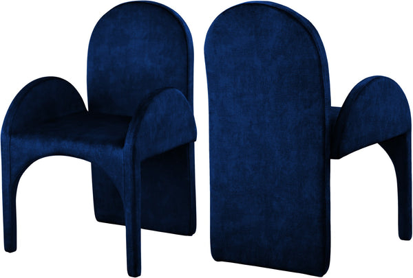 Summer Velvet / Engineered Wood / Steel / Iron / Foam Contemporary Navy Velvet Dining Arm Chair - 22" W x 22.5" D x 35.5" H