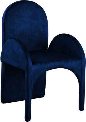 Summer Velvet / Engineered Wood / Steel / Iron / Foam Contemporary Navy Velvet Dining Arm Chair - 22" W x 22.5" D x 35.5" H