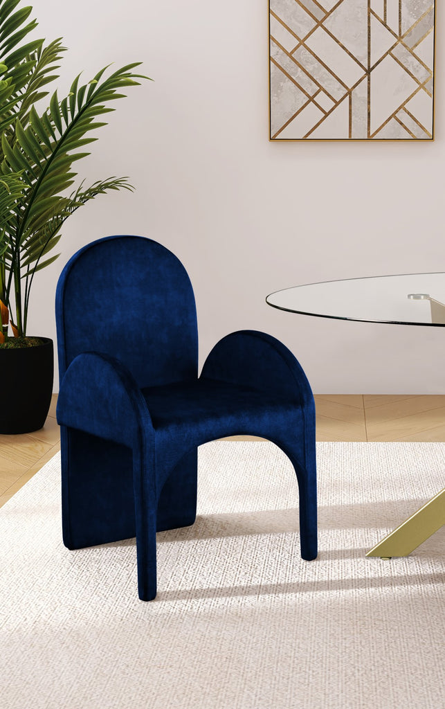 Summer Velvet / Engineered Wood / Steel / Iron / Foam Contemporary Navy Velvet Dining Arm Chair - 22" W x 22.5" D x 35.5" H
