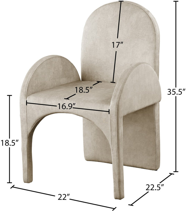 Summer Velvet / Engineered Wood / Steel / Iron / Foam Contemporary Stone Velvet Dining Arm Chair - 22" W x 22.5" D x 35.5" H