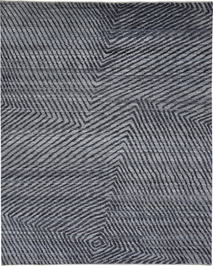 Vivien Architectural Hand Knot Wool Area Rug, Graphite Gray/Denim, 9ft x 12ft