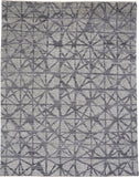 Vivien Architectural Hand Knot Wool Area Rug, Opal Gray/Asphalt Gray, 9ft x 12ft