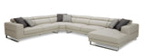 Divani Casa Hawkey - Contemporary Light Grey Leather RAF Chaise Sectional Sofa