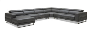 VIG Furniture Divani Casa Hawkey - Contemporary Black Leather LAF Chaise Sectional Sofa VGKK-KF1066-BLK-LAF