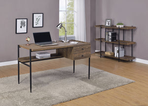 Lawtey Country Rustic 2-drawer Writing Desk with Outlet Aged Walnut