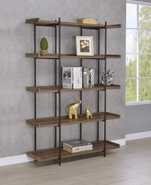 Lawtey Modern 5-shelf Bookcase Aged Walnut