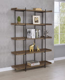 Lawtey Modern 5-shelf Bookcase Aged Walnut