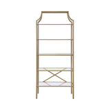 Contemporary 5-tier Tempered Glass Shelves Bookcase Matte Gold