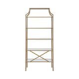 Contemporary 5-tier Tempered Glass Shelves Bookcase Matte Gold