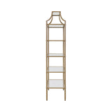 Contemporary 5-tier Tempered Glass Shelves Bookcase Matte Gold