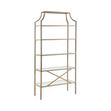 Contemporary 5-tier Tempered Glass Shelves Bookcase Matte Gold