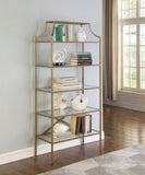 Contemporary 5-tier Tempered Glass Shelves Bookcase Matte Gold