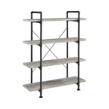 Delray Traditional 4-tier Open Shelving Bookcase Grey Driftwood and Black