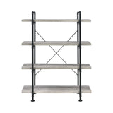 Delray Traditional 4-tier Open Shelving Bookcase Grey Driftwood and Black