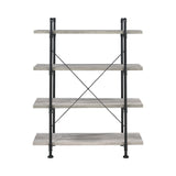 Delray Traditional 4-tier Open Shelving Bookcase Grey Driftwood and Black