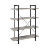 Delray Traditional 4-tier Open Shelving Bookcase Grey Driftwood and Black