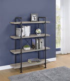 Delray Traditional 4-tier Open Shelving Bookcase Grey Driftwood and Black