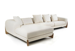 VIG Furniture Modrest Fleury - Contemporary Cream Fabric and Walnut LAF Sectional Sofa VGCS-21073-S-CW-LAF