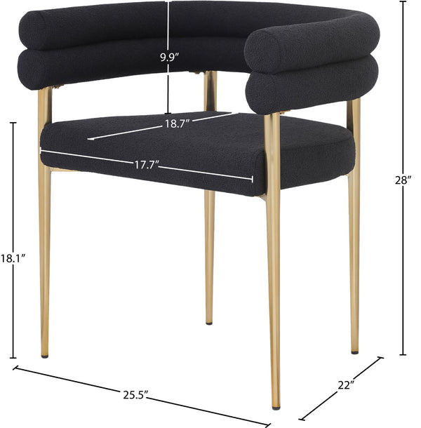 Brielle Iron Contemporary Black Fabric Dining Chair - 25.5" W x 22" D x 28" H