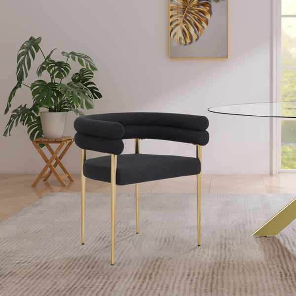 Brielle Iron Contemporary Black Fabric Dining Chair - 25.5" W x 22" D x 28" H