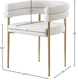 Brielle Iron Contemporary Cream Fabric Dining Chair - 25.5" W x 22" D x 28" H