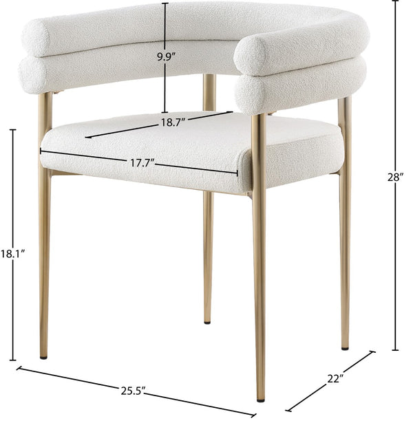 Brielle Iron Contemporary Cream Fabric Dining Chair - 25.5" W x 22" D x 28" H